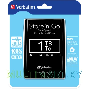 Внешний жесткий диск Verbatim Store 'n' Go USB 3.0 1TB Black (53023) картинка 6